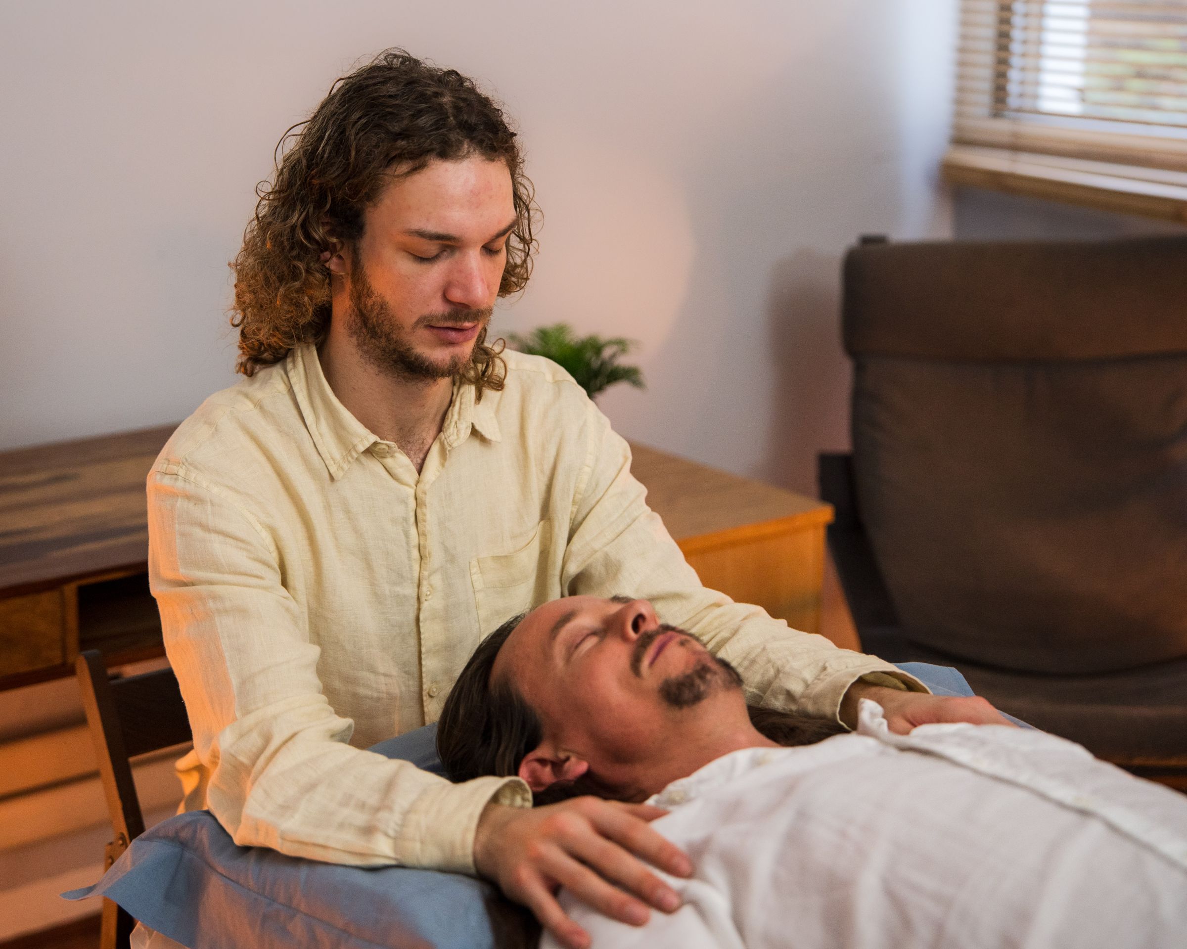 Craniosacral therapy session in London, gentle hands-on treatment